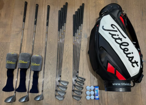 Mens Titleist DTR Full Golf Clubs Set + Golf Tour Bag - Driver/Woods/3-SW Irons